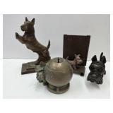 Collection Of Scottie Dogs Crescent Metal, Bank +