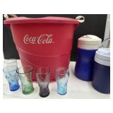 Coca Cola Tub, Glasses & Thermos Jugs