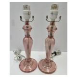 VTG Pr. MCM Pink Lucite Table Lamps 14.5" H Works