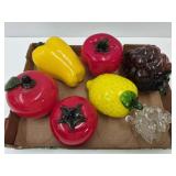 Large Lot Of Glass Fruit & Vegetables