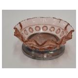 Art Deco Pink Bowl w Chrome Base Bagley Co. 5" w