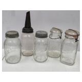 VTG Oil Spout W Jar & Qt Canning Jars