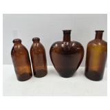 Amber Glass Bottles, 2 Anchor Hocking, Medicine +