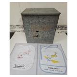 Framed RIGGINS Baby Bibs & Milk Box See Picture