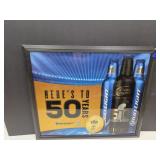 Heres to 50 YEARS BUD LIGHT See Corner on Frame