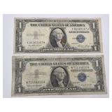 1957 B & 1935 E Blue Seal $1 Notes