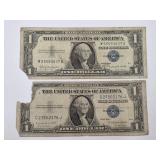1935 G & 1957 B Blue Seal $1 Notes See Condition