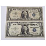 1957 & 1935 D Blue Seal $1 Notes
