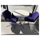 36' Round Table w/ 2 Purple Chairs