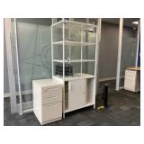 Metal Bookcase w/ Sliding Doors & File Cabinet