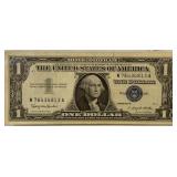 1957B SILVER CERTIFICATE, SMALL TEAR MID-RIGHT TOP