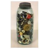 BALL BLUE MASON JAR OF BUTTONS NO.3