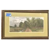 FRAMED COUNTRY ROAD PICTURE 30x18