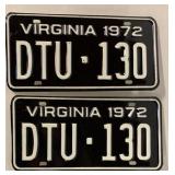 1972 VIRGINIA LICENSE PLATE