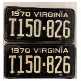 1970 VIRGINIA LICENSE PLATE