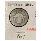 1867 SHIELD NICKEL