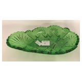 GREEN GLASS RELISH DISH
