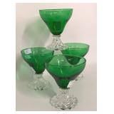 GREEN SHERBERT GLASSES BUBBLE FOOTED