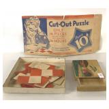 ASIAN POCKET BOX AND VINTAGE CUT OUT PUZZLE