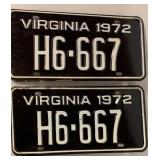 1972 VIRGINIA LICENSE PLATE