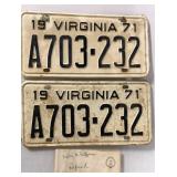1971 VIRGINIA LICENSE PLATE, BAND BROKEN
