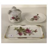 CHINA PIN TRAY, PLATE AND TRINKET BOX