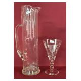 TALL PITCHER AND GLASS ï¿½Mï¿½ ETCHED
