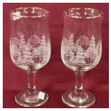 LIBBEY WINTER FROSTED GOLD RIMMED WINE GLASSES