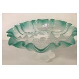 MIKASA FROSTED RUFFLED FOOTED GLASS PLATE