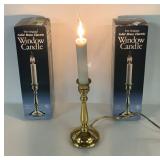 2 BRASS ELECTRIC WINDOW CANDLES