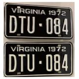 1972 VIRGINIA LICENSE PLATES