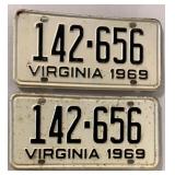 1969 VIRGINIA LICENSE PLATES