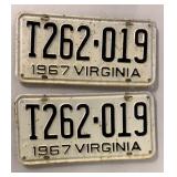 1967 VIRGINIA LICENSE PLATES