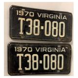 1970 VIRGINIA LICENSE PLATES