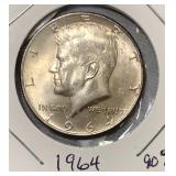 1964 KENNEDY HALF 90% SILVER