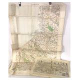 WWI WAR OFFICE 1916 FRANCE FABRIC MAP & GREAT BRIT