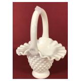 FENTON MILK GLASS KNOBBED BASKET