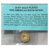 24KT GOLD PLATED 2005 AMERICAN BISON NICKEL