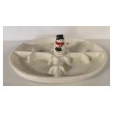 DIVIDED CHRISTMAS SNOWMAN DISH