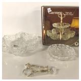 2-TIER ETCHED GLASS SERVER