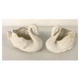PORCELAIN SWAN VASES