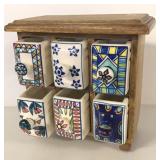 WOODEN ORGANIZER WITH CERAMIC DRAWERS
