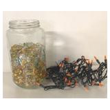 GOLDEN HARVEST JAR, GLASS MARBLES AND LIGHT CRAFT