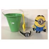 TALKING MINION, WATCH AND SAND PAIL KIDS LOT