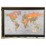 LIGHTED WORLD MAP, 33X22X4