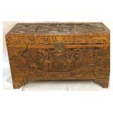 LARGE ASIAN CARVED WOODEN TRUNK 40x20x24