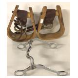 METAL HORSE BIT, WOODEN STIRRUPS