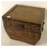 BROWN WOODEN CHEST, FADED TOP