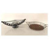 TABLE BASKET, METAL AND WICKER