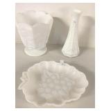 GRAPE THEMED MILK GLASS LOT